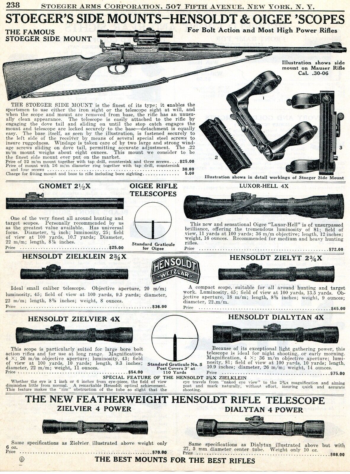 1939 Print Ad of Oigee Gnomet Luxor-Hell & Hensoldt Wetzlar Hensoldt Rifle Scope