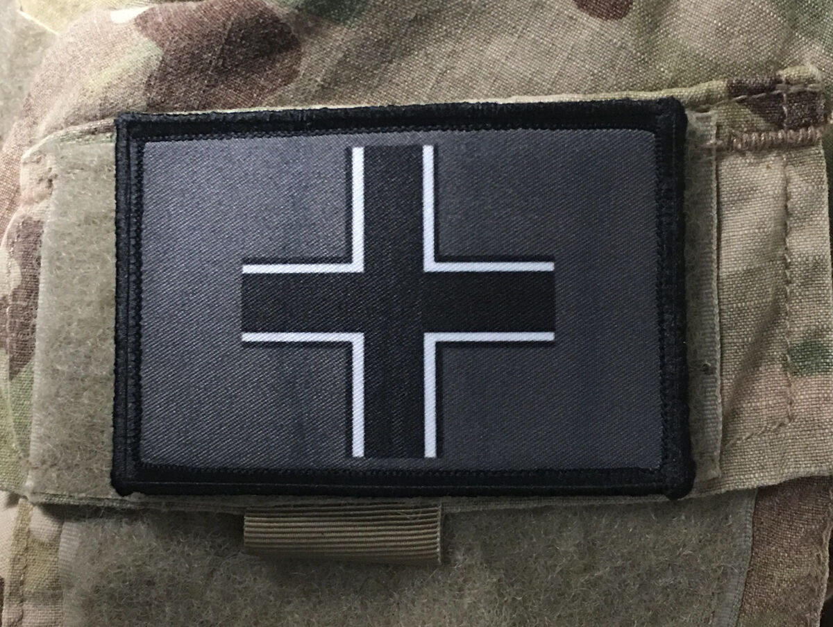 WWII Iron Cross Morale Patch Tactical ARMY Hook Military USA Badge Flag
