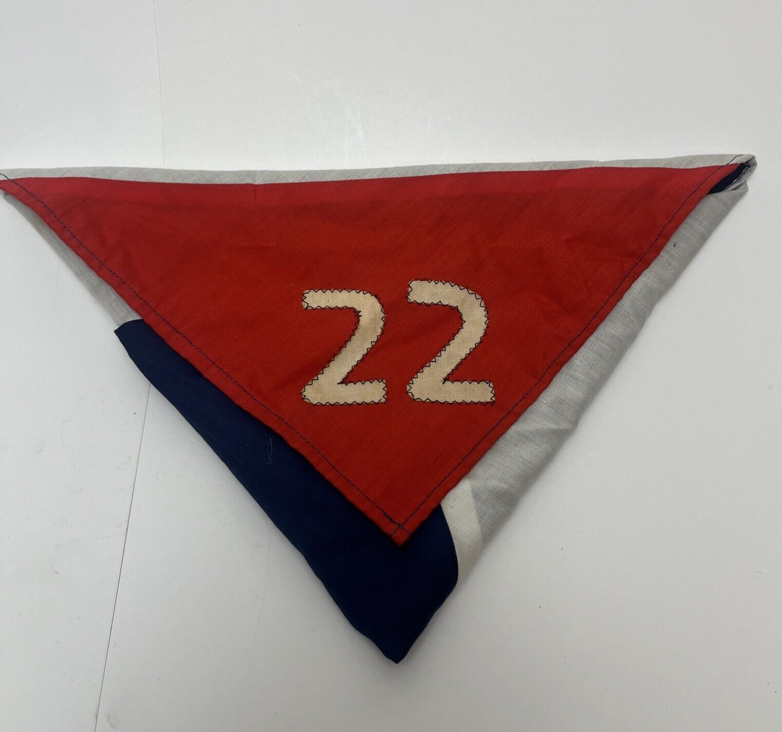 Vintage BSA Boy Scouts Of American Neckerchief Troop 22 Red, White & Blue