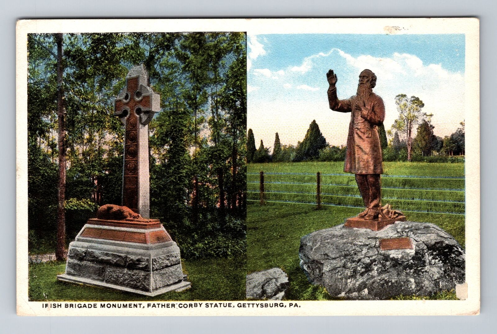 Gettysburg PA-Pennsylvania, Father Corby & Irish Brigade Mon Vintage Postcard