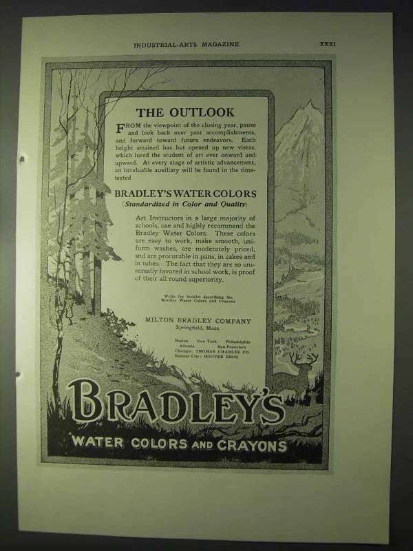 1922 Bradley's Water Colors Ad - The Outlook