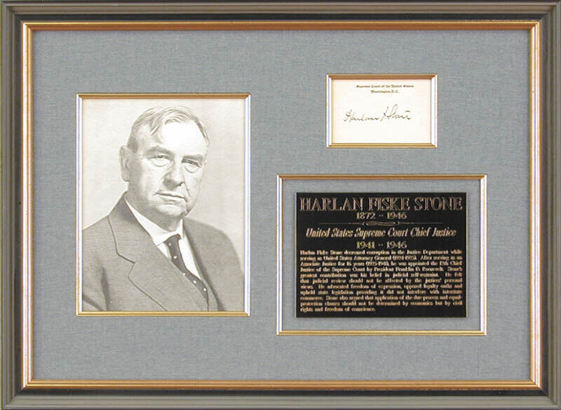 HARLAN F. STONE - SUPREME COURT CARD SIGNED
