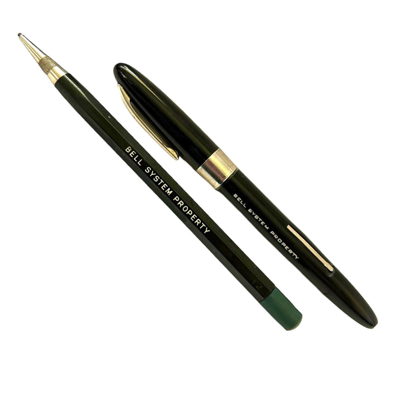 Set Of 2: Bell System Property Mechanical Pencil Sheaffer Fineline Fountain Pen