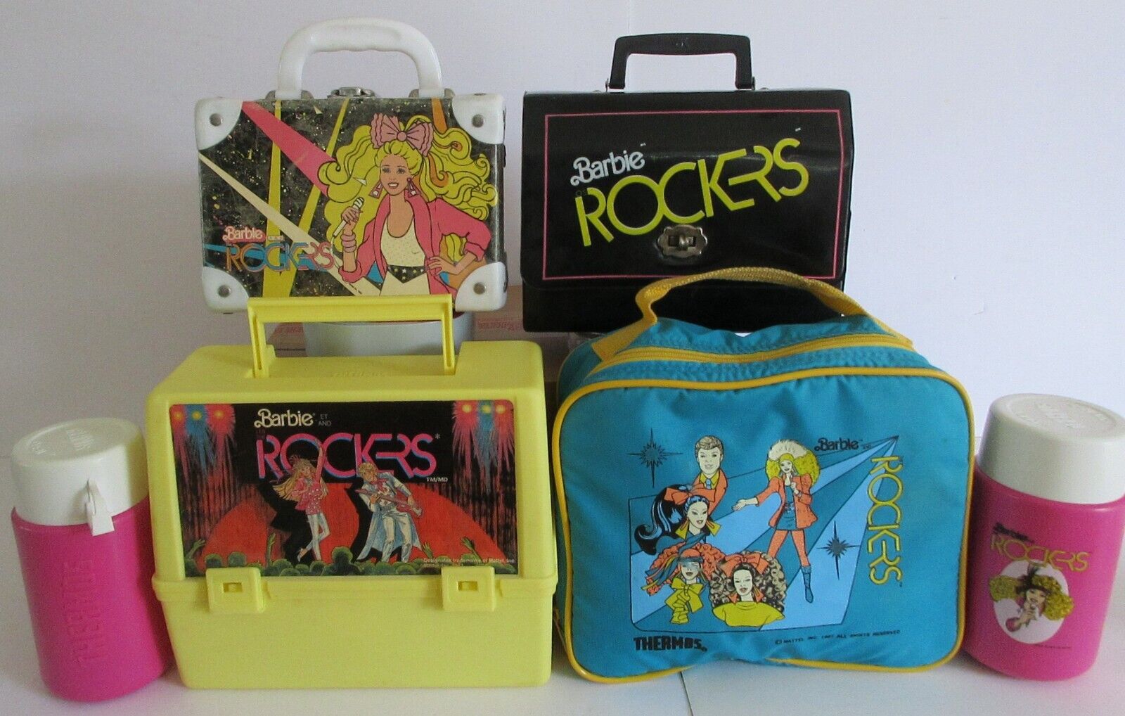 1986-87 Rare Barbie & Rockers Lunchbox  set of 4 Canada USA Australia Mexico Wow