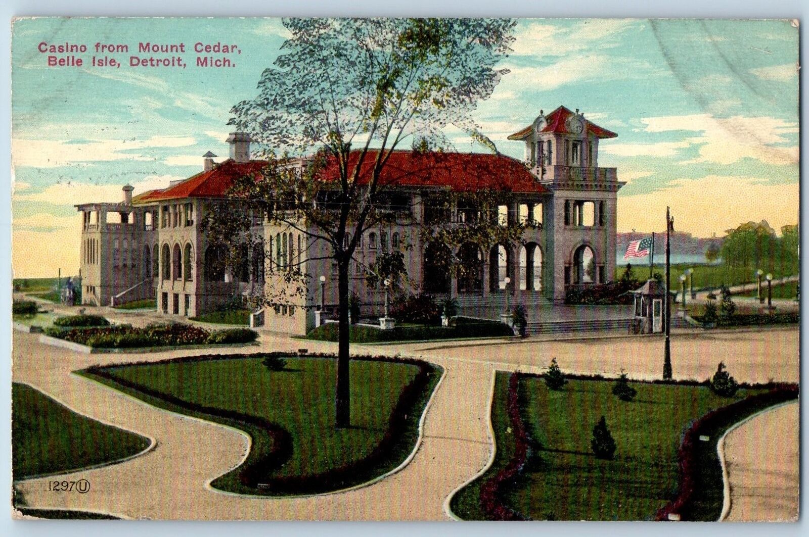Detroit Michigan MI Postcard Casino From Mount Cedar Belle Isle 1909 Antique