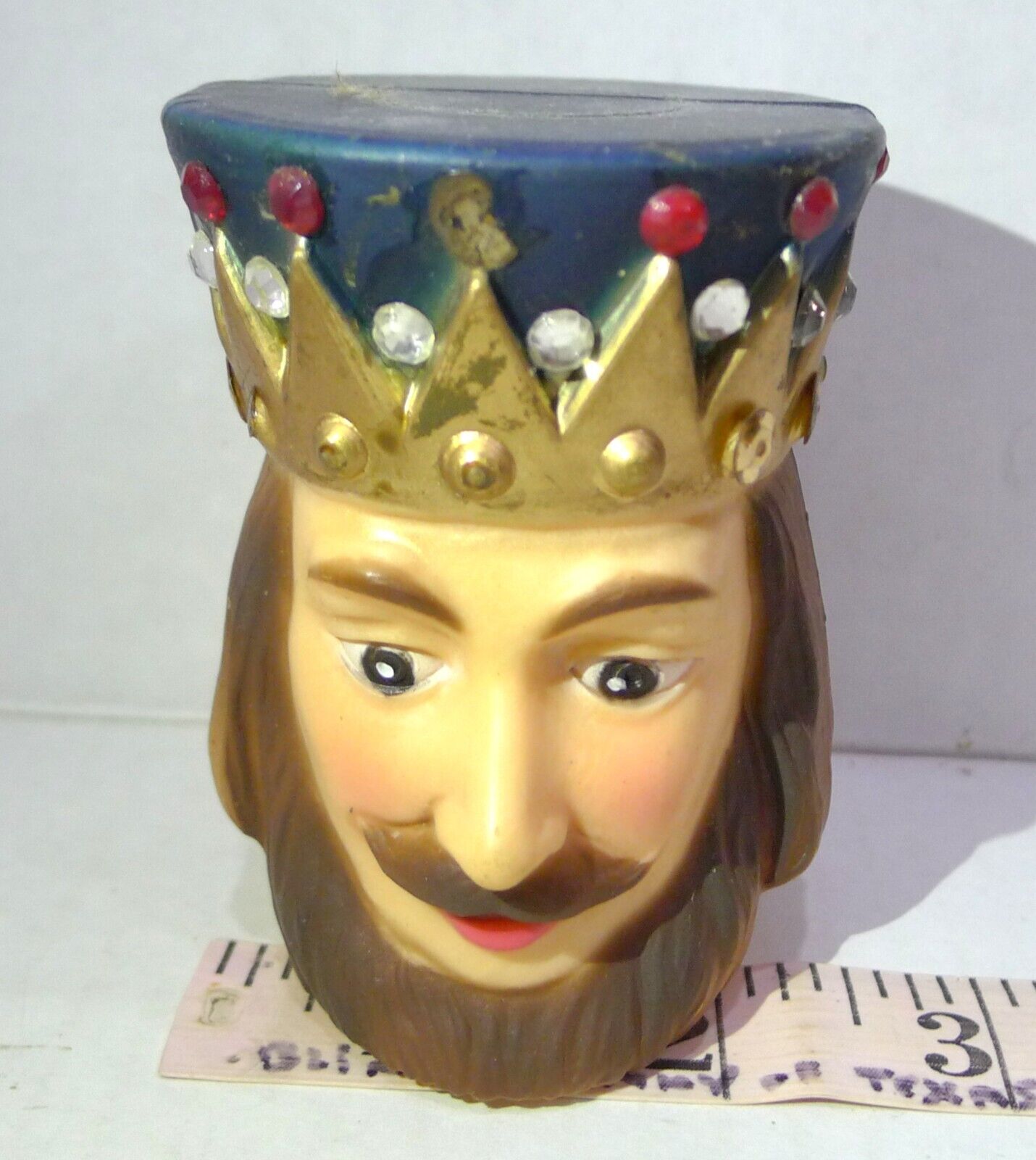 Vintage 1966 Christmas Plastic Wiseman King\'s Head Dexter Threadmills Inc RARE