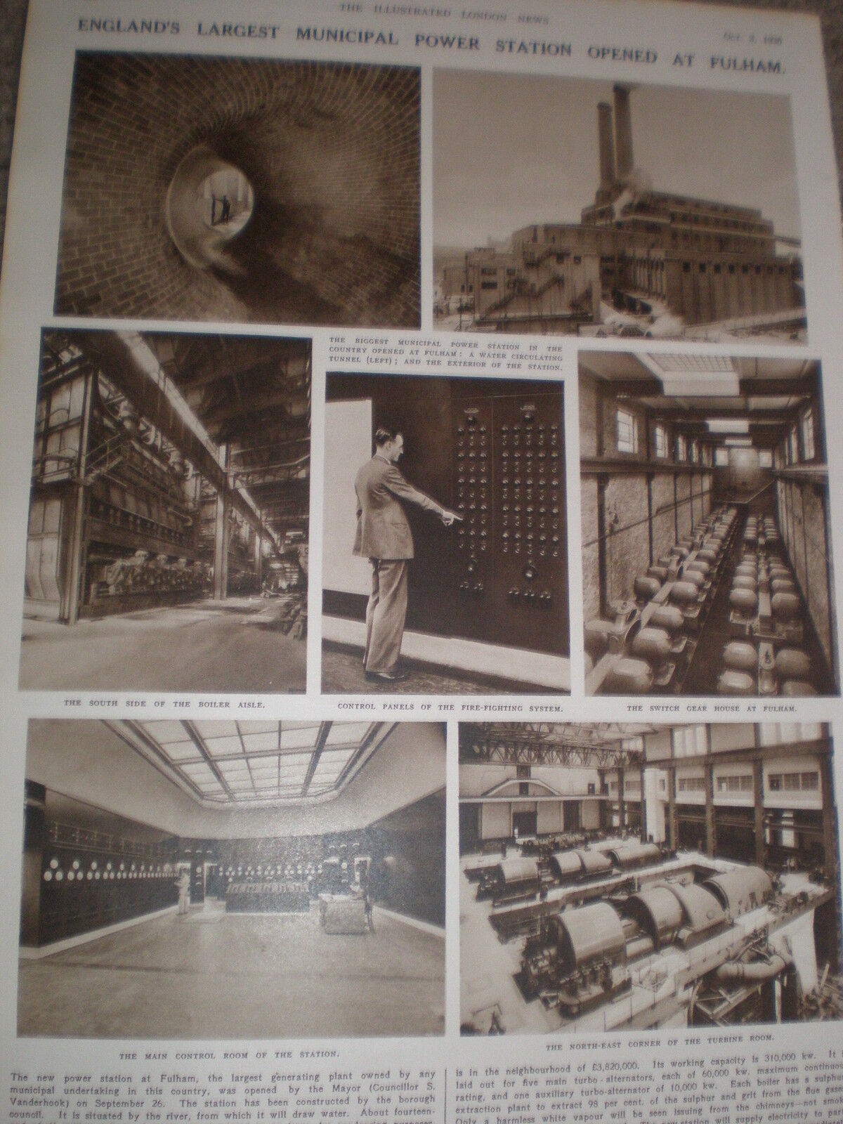 Photo article new Fulham Power Station opens London 1936 ref AZ