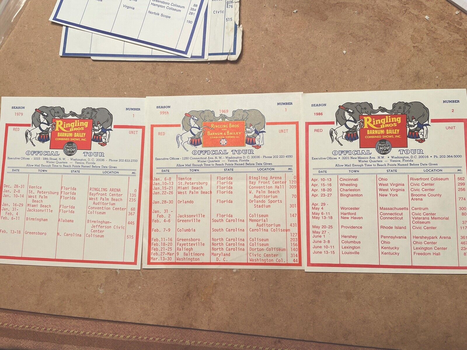 ringling bros barnum bailey circus Route Cards