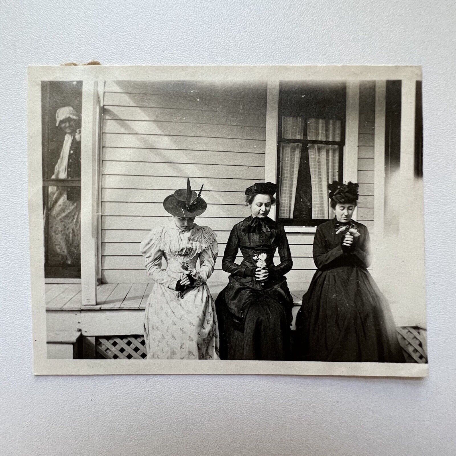Antique Vintage Snapshot Photograph Beautiful Mourning Women Ghost Spirit Spooky