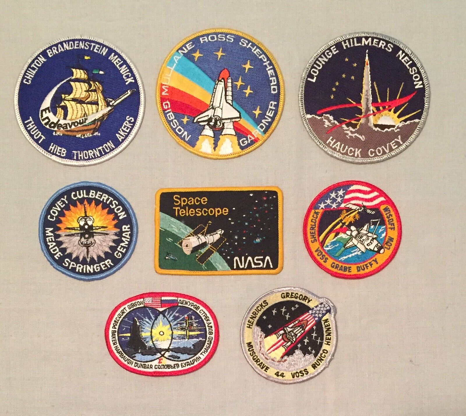 NASA PATCHES LOT of 8 Space Program & Shuttle STS Missions Hubble Telescope +++