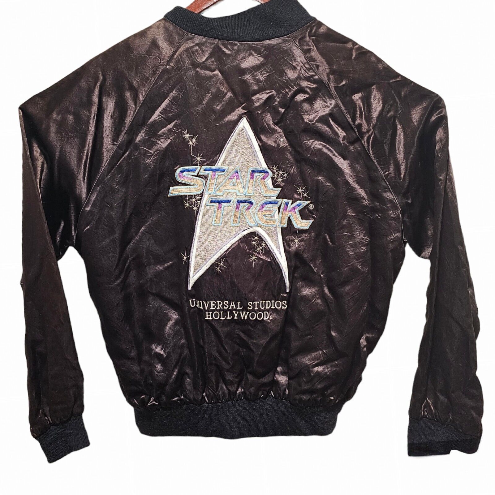 Vintage STAR TREK Satin Jacket from UNIVERSAL STUDIOS HOLLYWOOD - Large USA MADE