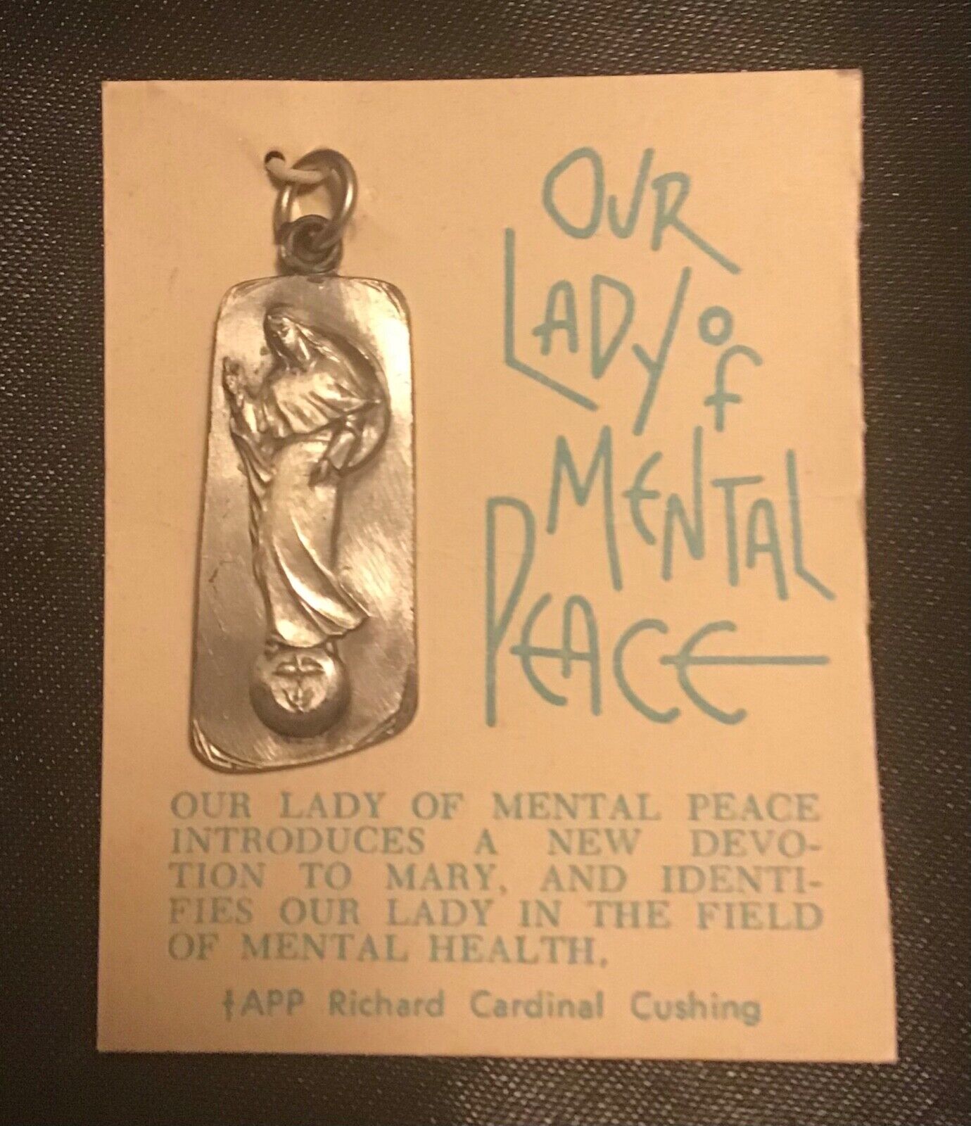 1964 Our Lady of Mental Peace VINTAGE Pendant Charm in ORIGINAL Package