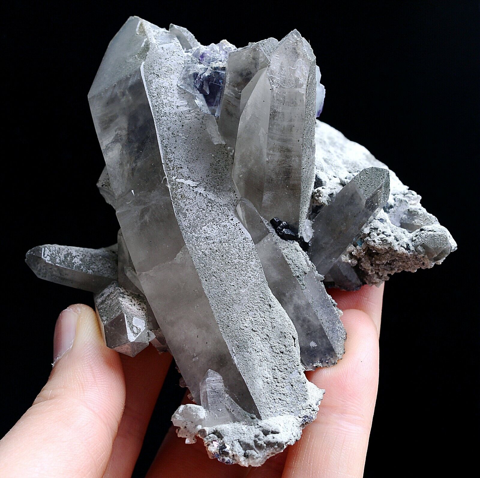 183g Natural Purple Fluorite Wolframite Crystal Mineral Specimen/ Yaogangxian