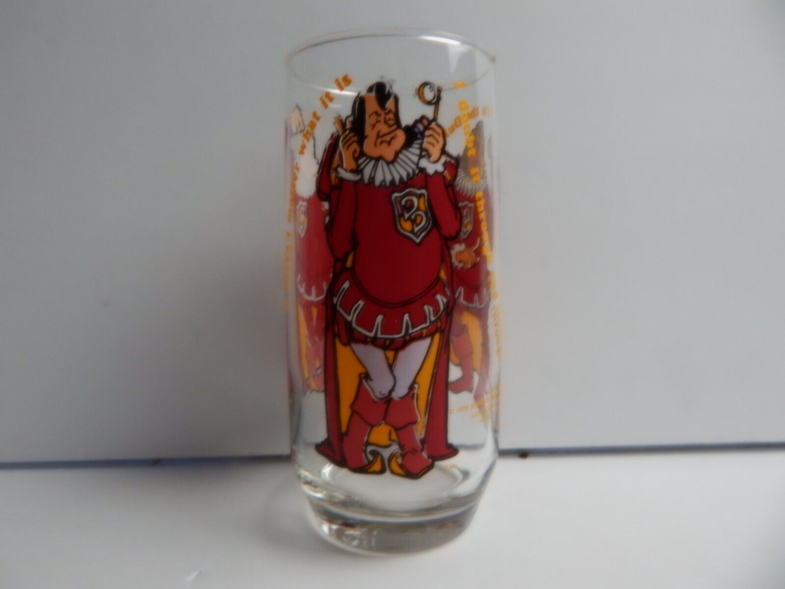 VINTAGE BURGER KING COLLECTOR SERIES 1979 DRINKING GLASS DUKE OF DOUBT FAST FOOD