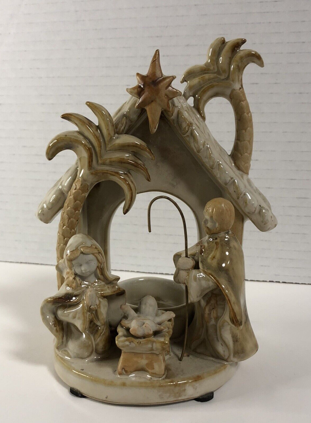 Kirklands Potter\'s Garden Christmas Nativity Tea Light Candle Holder 6.5\