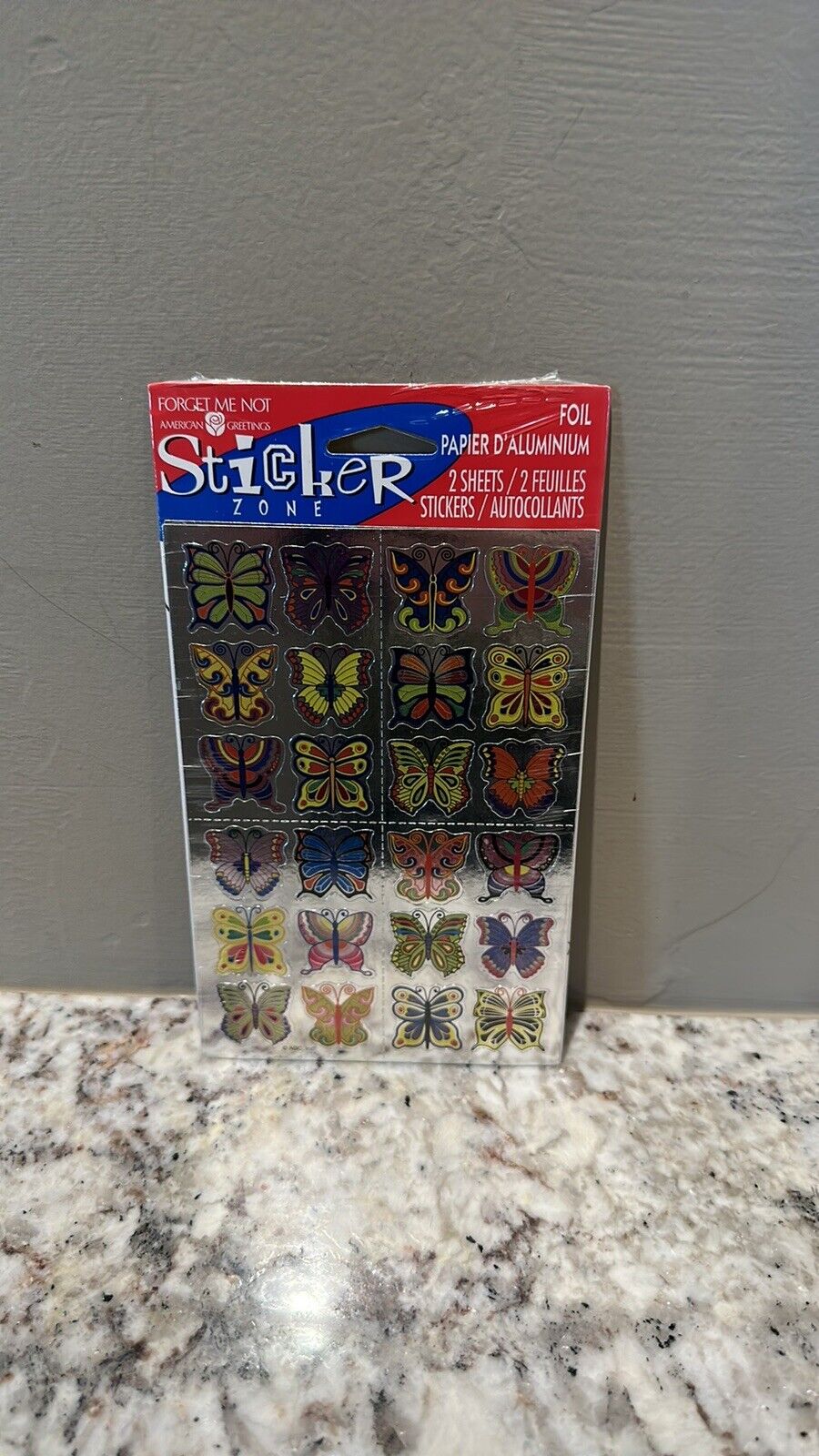 Vintage American Greetings Stickers Foil Butterfly Stickers 2 Sheets New Sealed