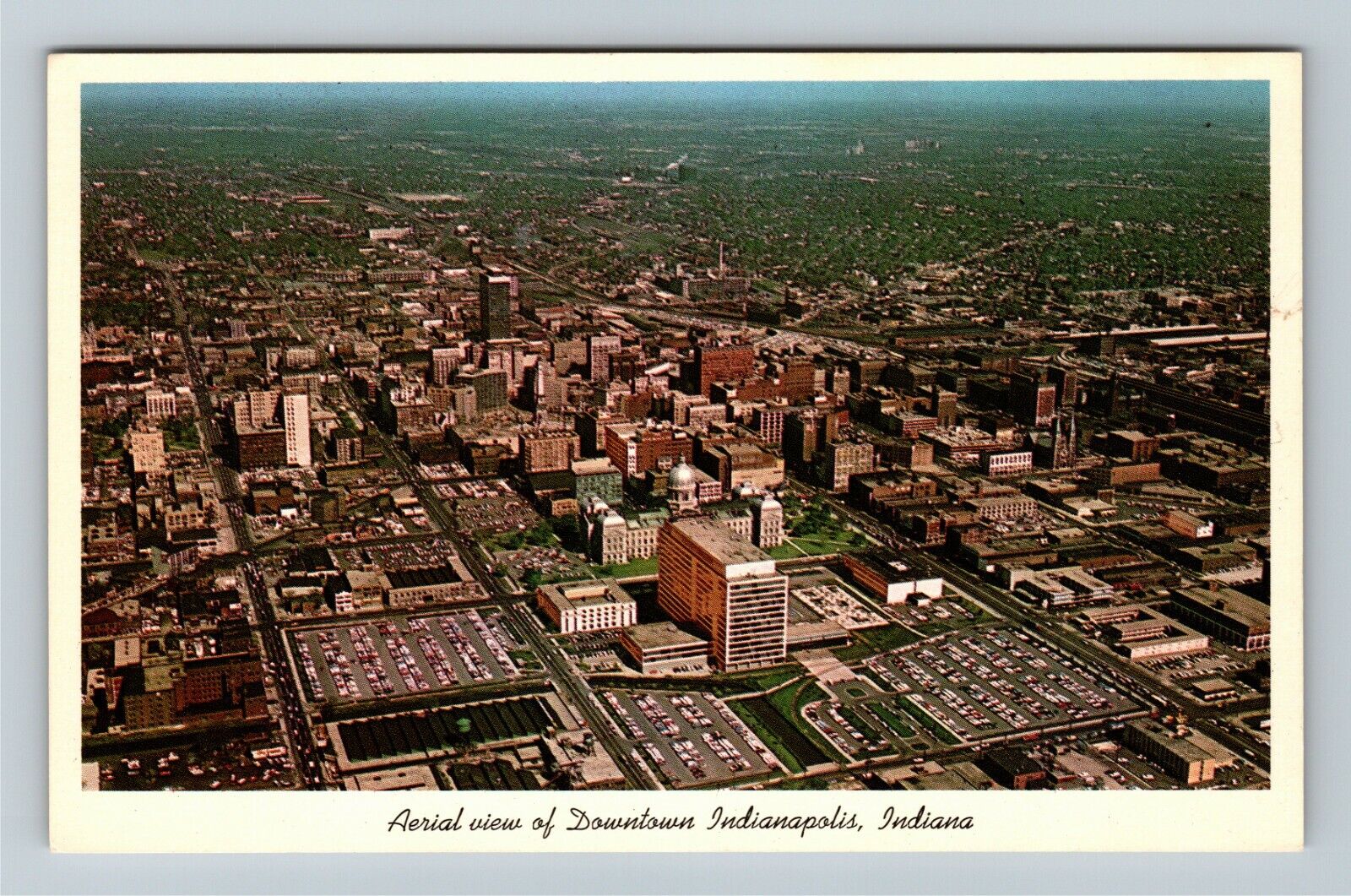 Indianapolis, IN-Indiana, Aerial View Downtown, Vintage Postcard