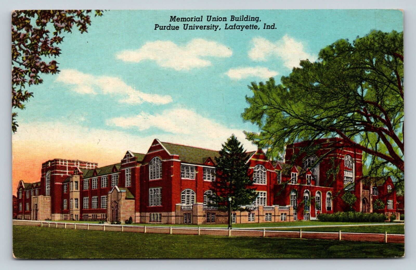 Memorial Union Building Purdue University Lafayette IN VINTAGE Postcard A184