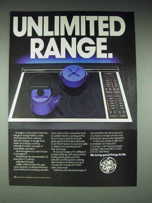 1986 GE Induction Cooktop Ad - Unlimited Range