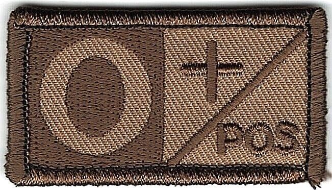 Brown Tan Blood Type O+ Positive Patch Fits For VELCRO® BRAND Loop Fastener