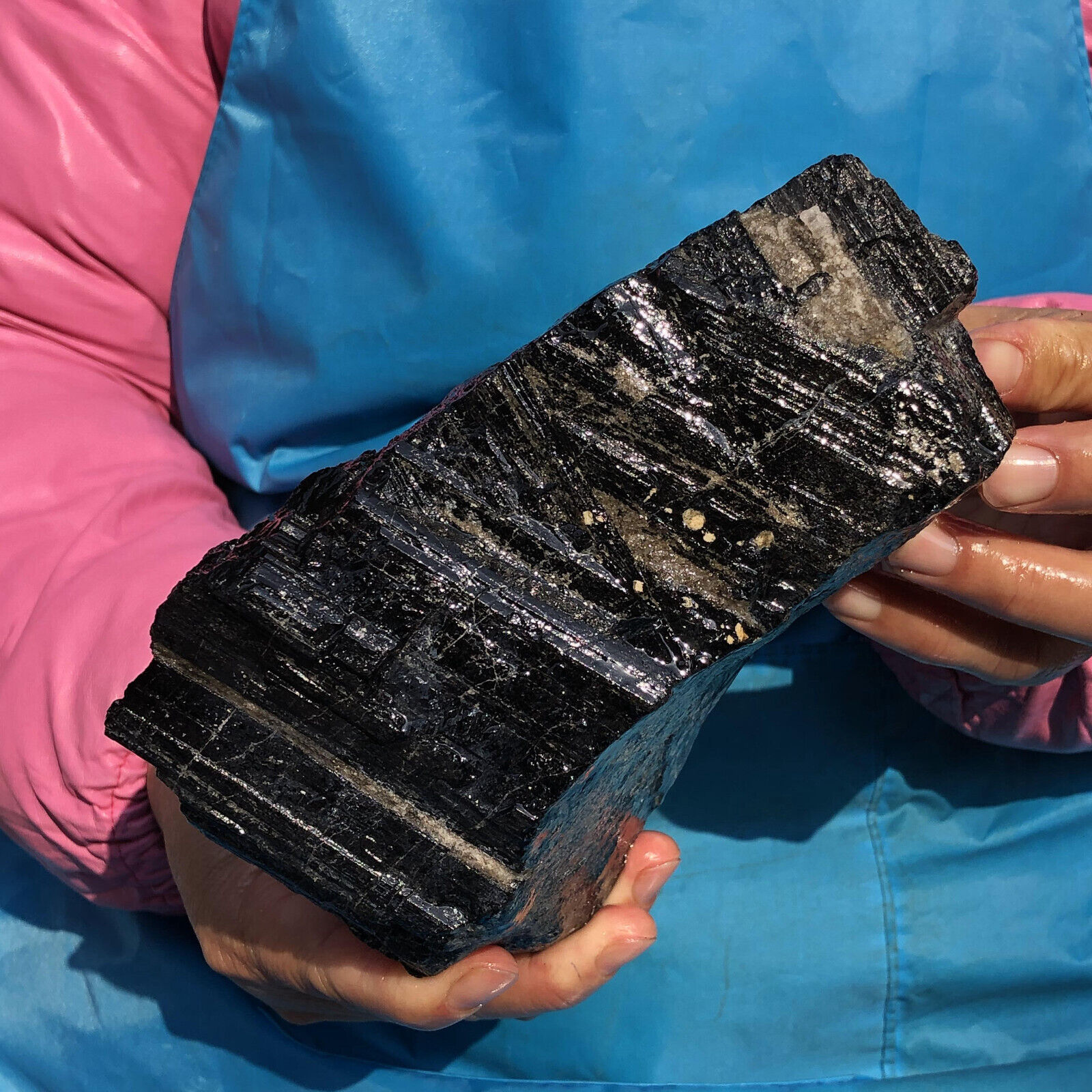 4.37LB Natural Beautiful Black tourmaline Quartz specimen Crystal Healing Stone