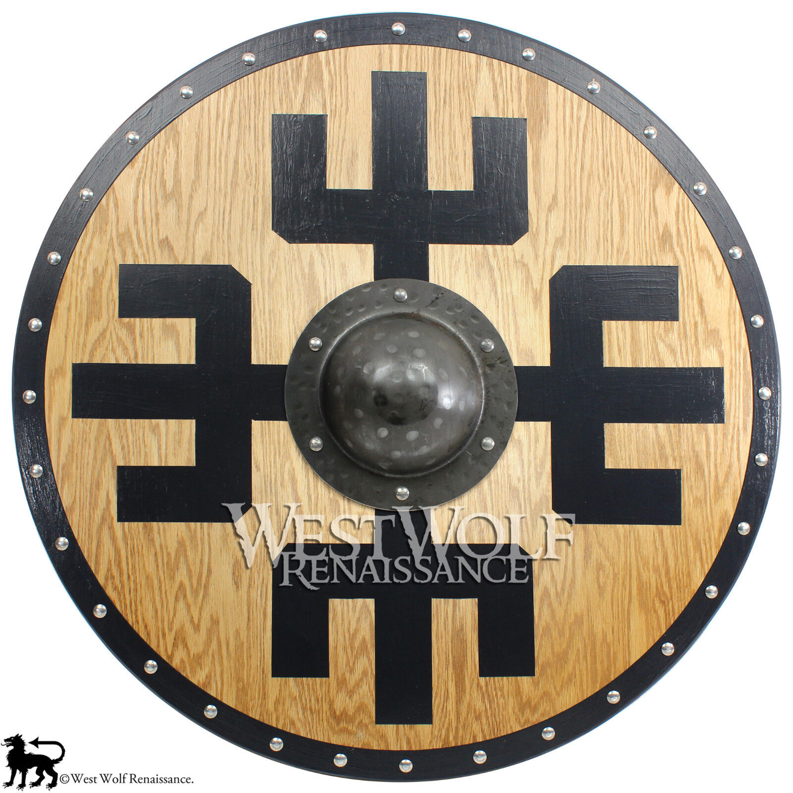 Solid Oak Viking Protection Symbol Shield -- sca/larp/norse/warrior/armor/Norway
