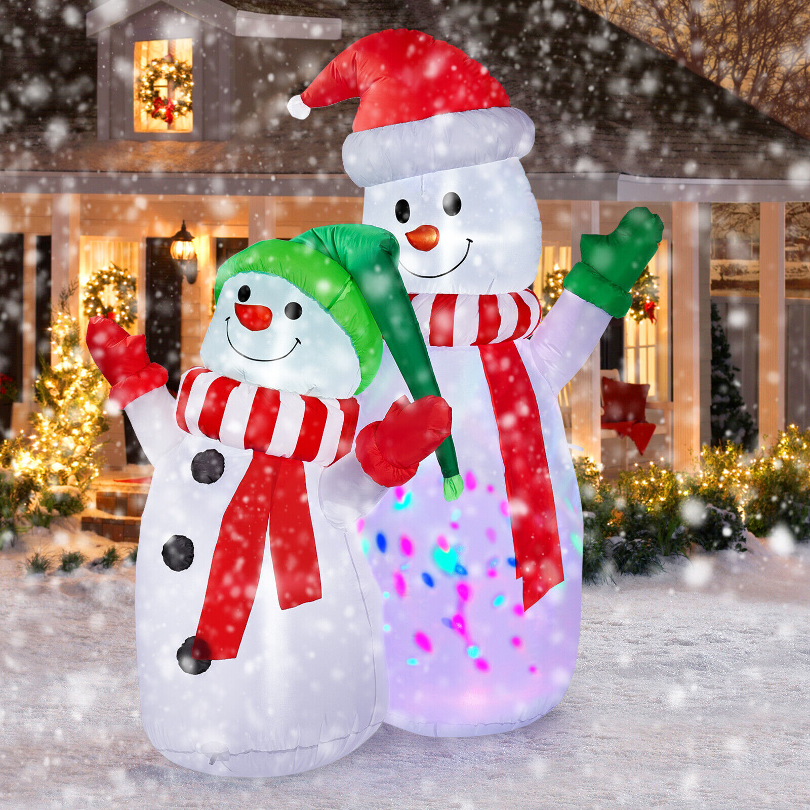 6FT Snowman Inflatable Outdoor Decoration LED Lights Blow Up Christmas CAMULAND