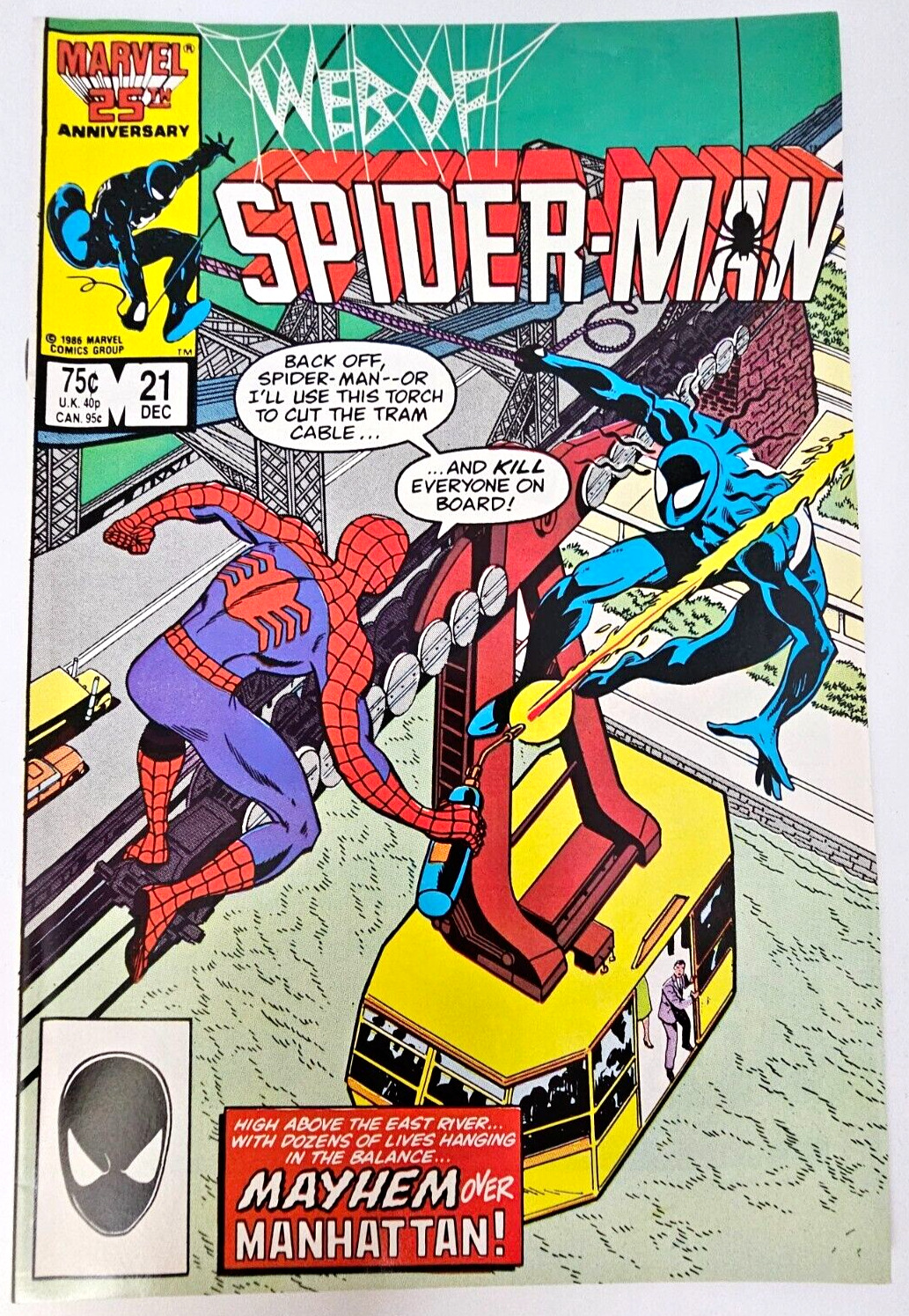 WEB OF SPIDERMAN Issue 21 Marvel Comic Book 1986 RAW \