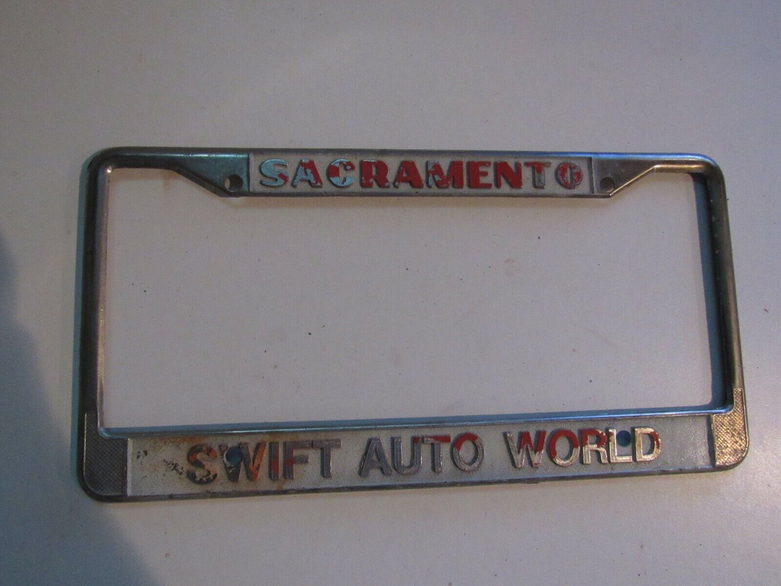 Sacramento Swift Auto World License Plate Frame Metal Dealer