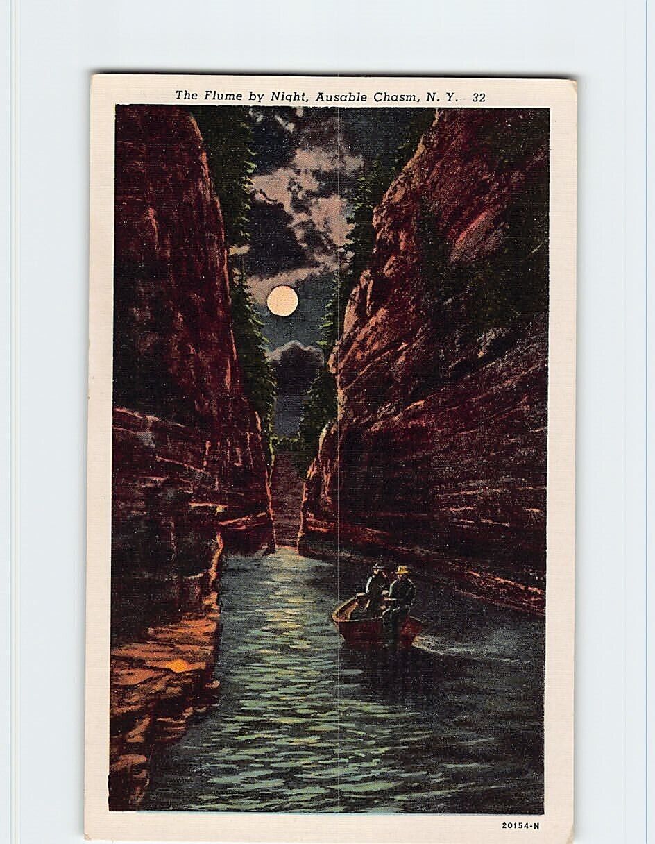 Postcard The Flume by Night, Ausable Chasm, New York