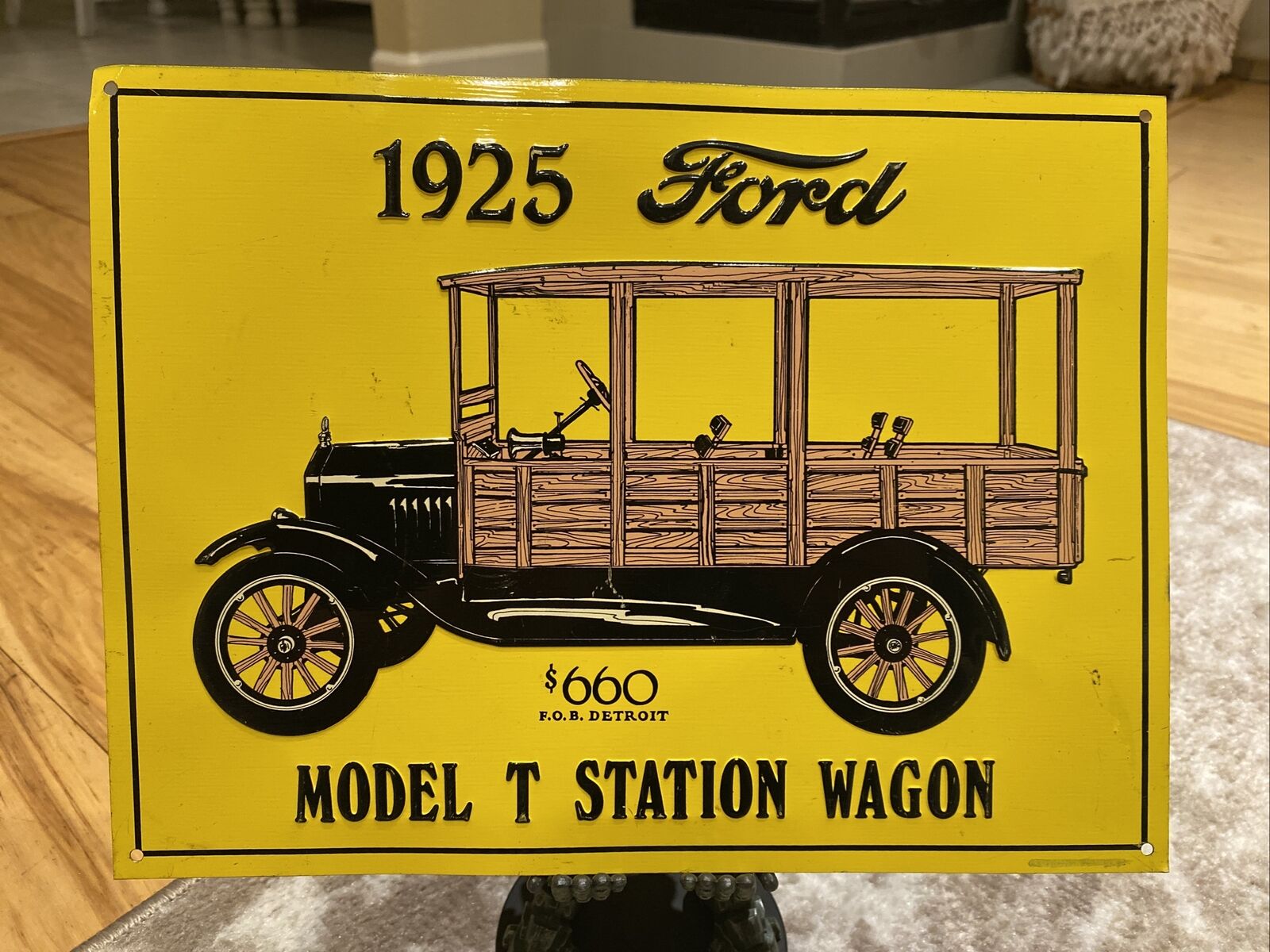 1925 Ford Model T Station Wagon Embossed Meta Tin Sign | Desperate Sign Co Ohio