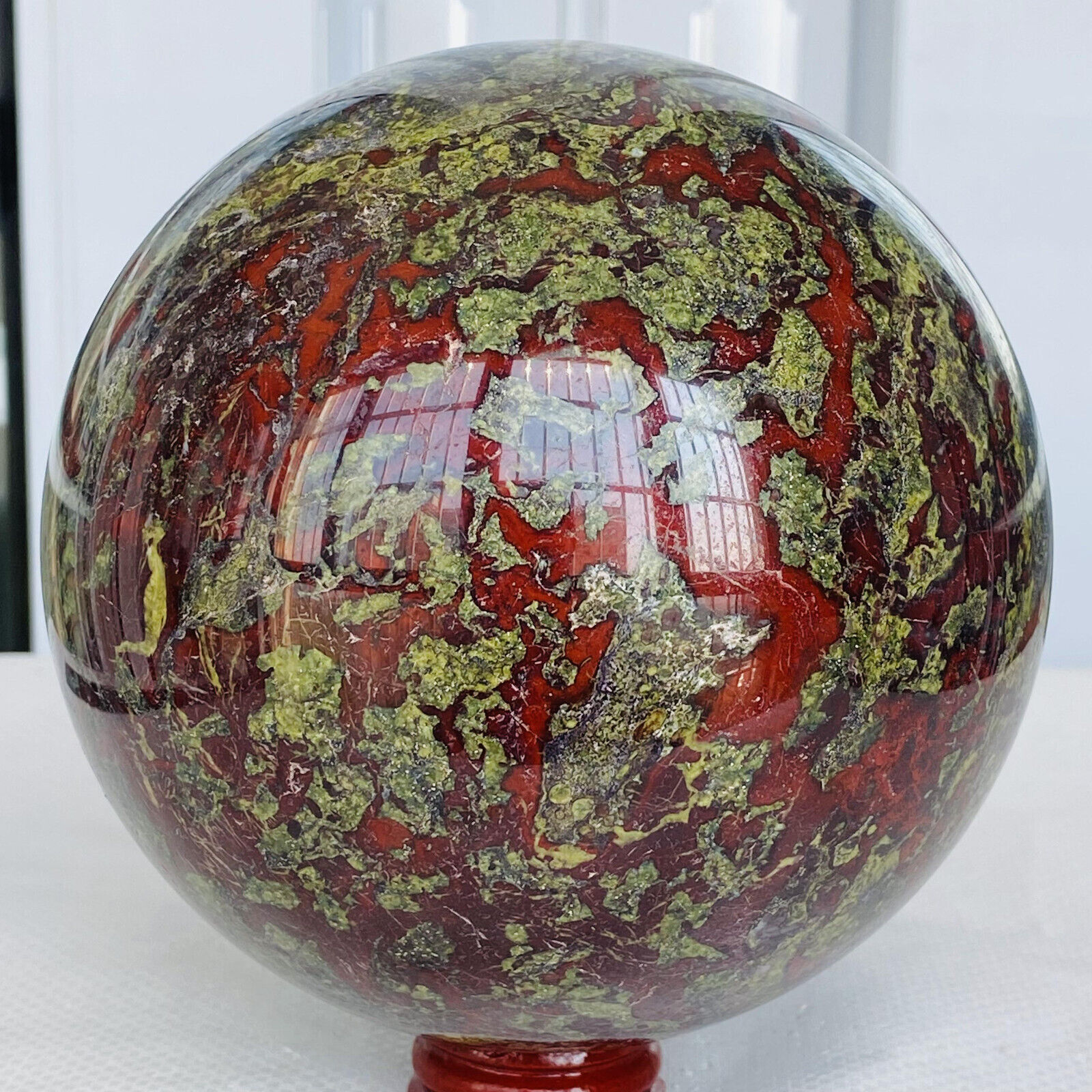 3620g Natural dragon blood stone quartz sphere crystal ball reiki healing