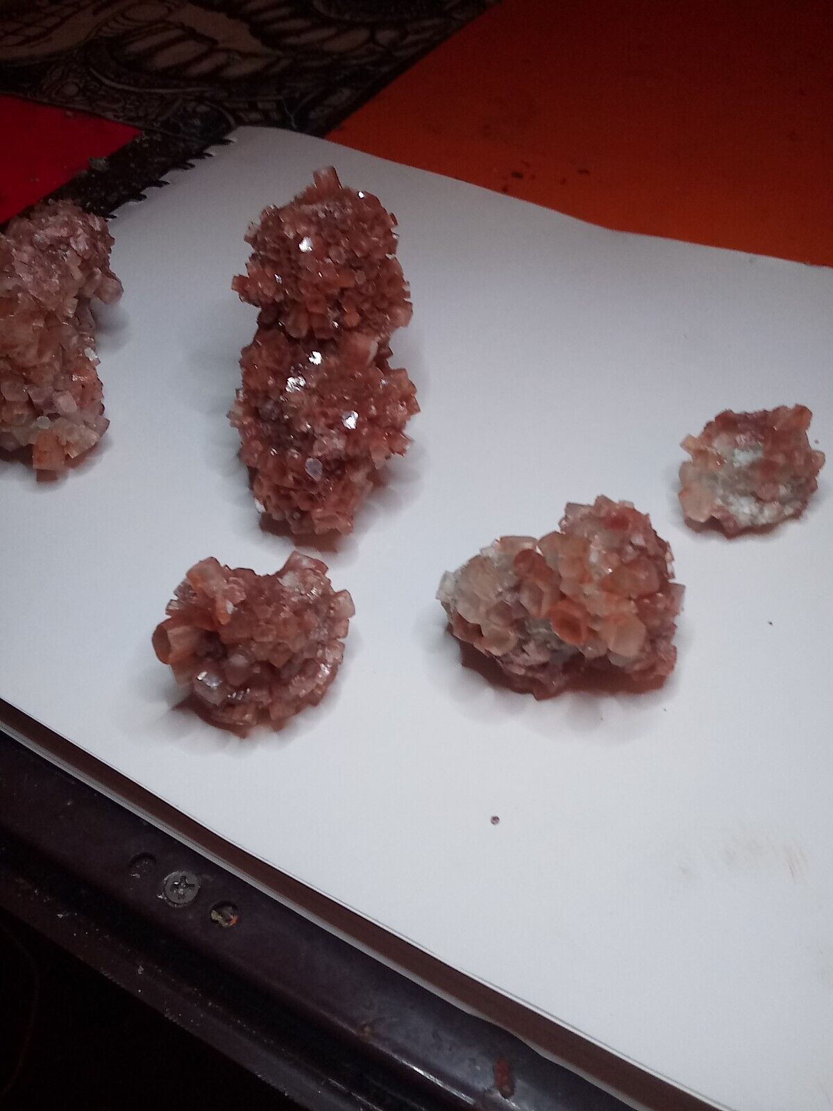 Beautiful Redish Orange  Aragonite Crystal Clusters 5 Pieces
