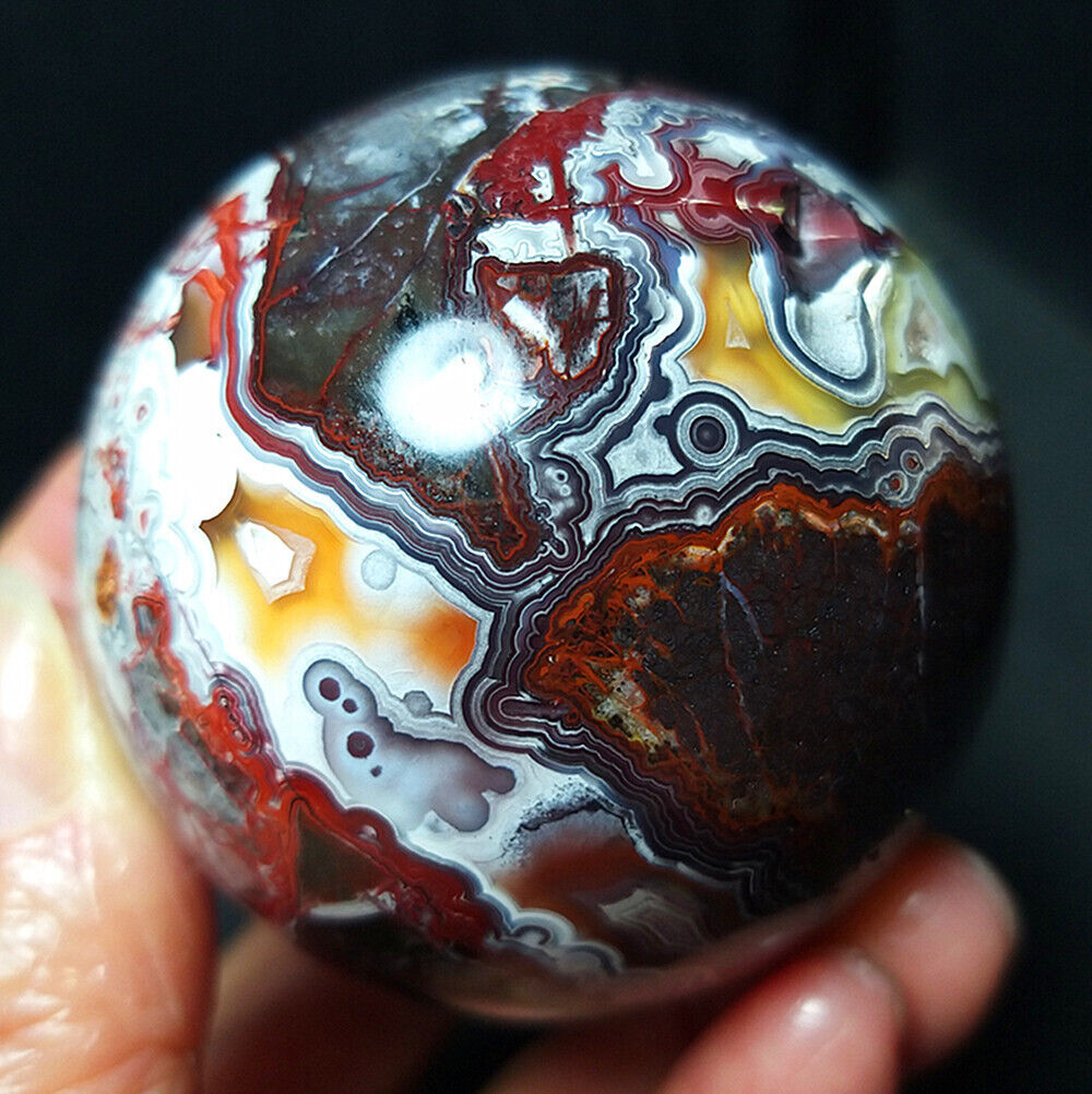 TOP 204g Natural Polished Mexico Banded Agate Crystal Sphere Ball Healing  A2152