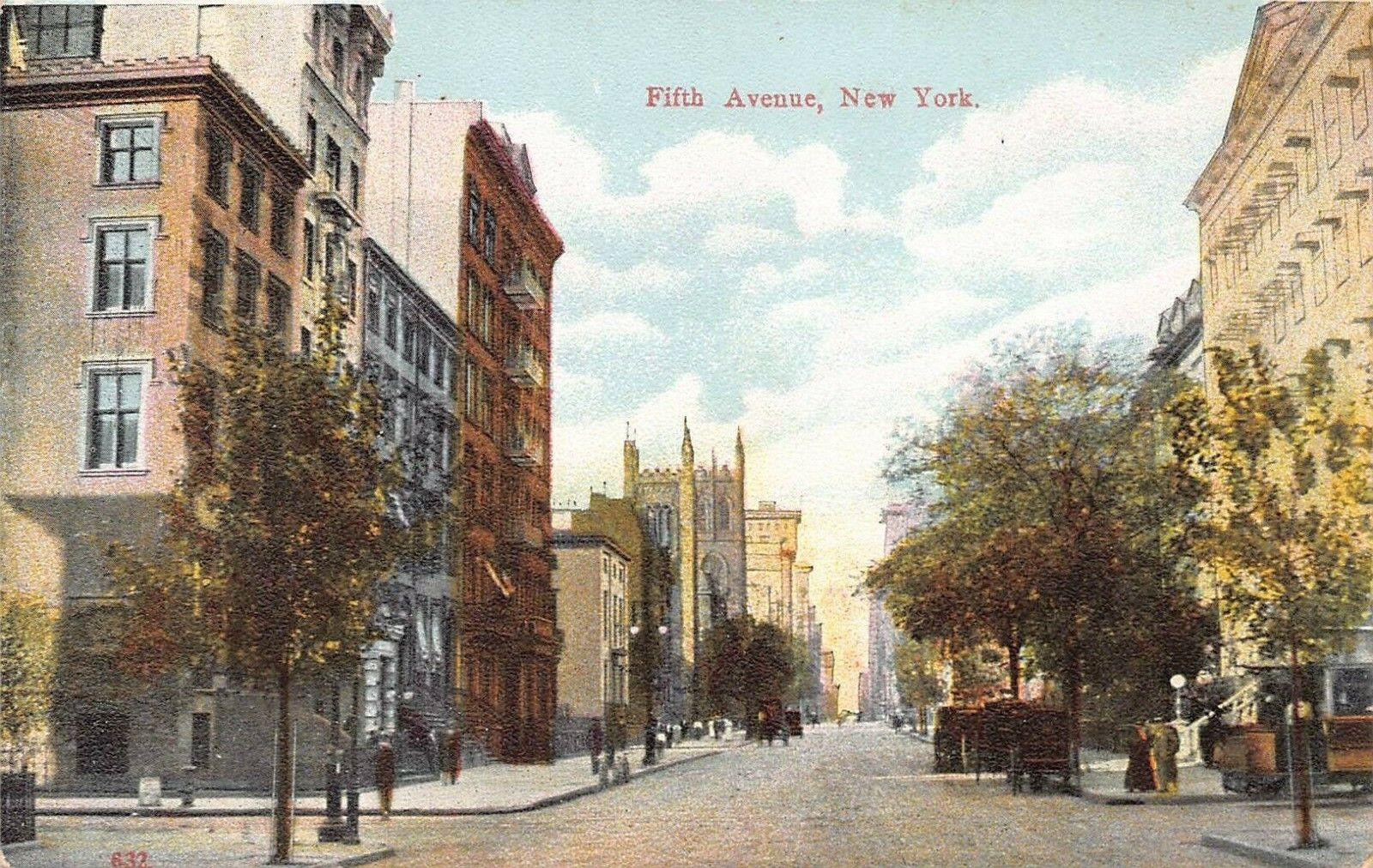 View of Fifth Avenue, Manhattan, N.Y.C., Early Postcard, Unused