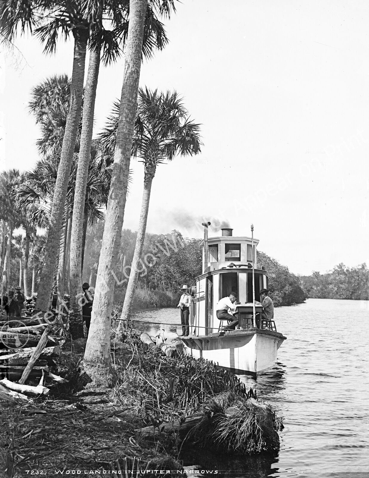 1880-1897 Wood Landing in Jupiter Narrows, Florida Old Photo 8.5\