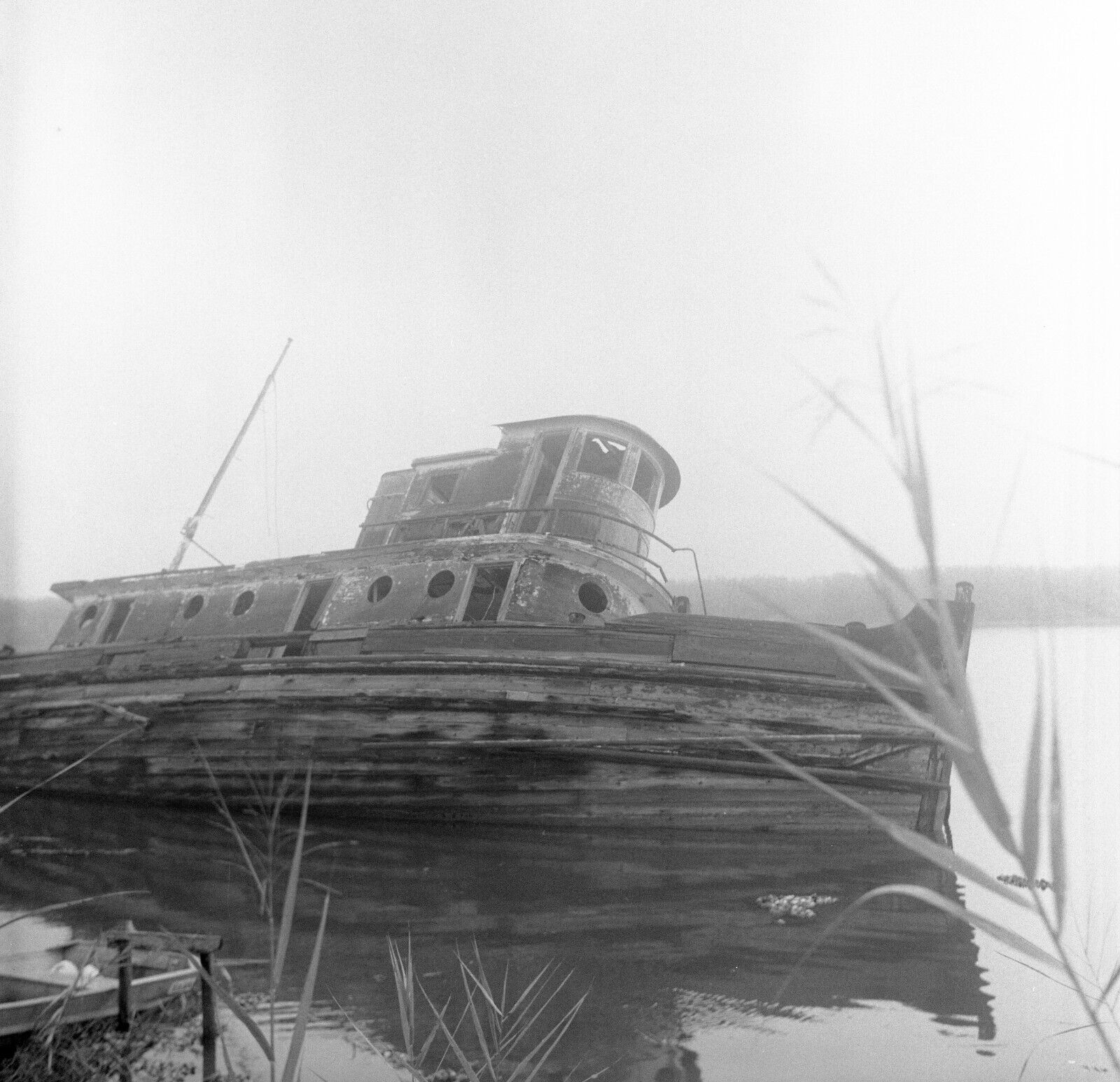 Soft Focus Shipwreck Hurricane Audrey Medium Format (6X6 cm) B&W Negative 1970