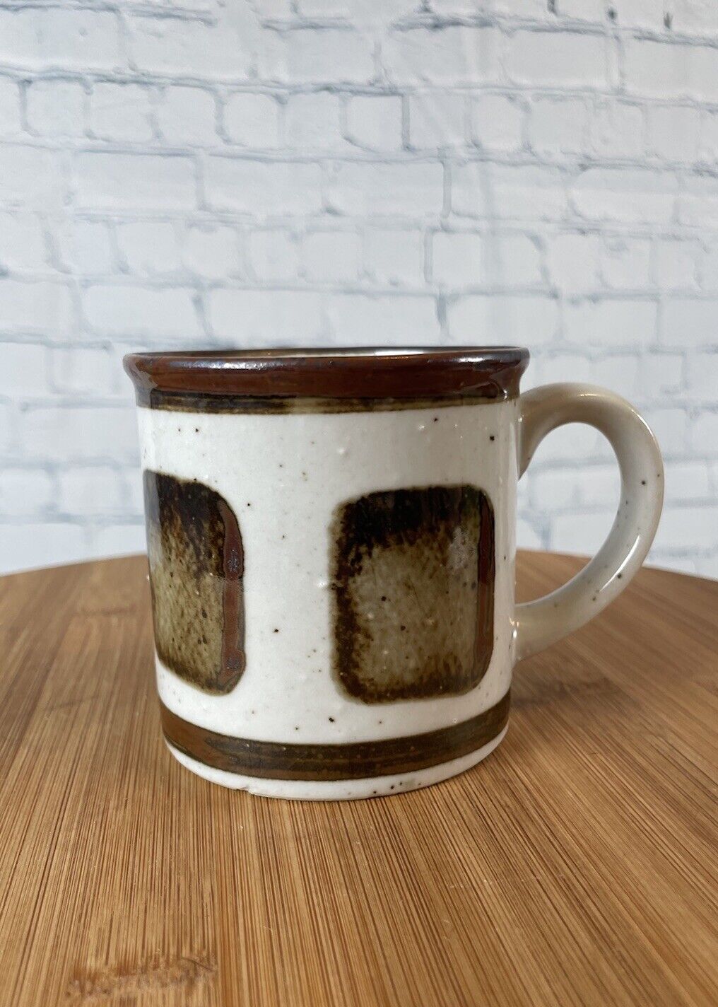 Vintage bohemian brown Tan white speckled mug 8 oz. 1970’s Coffee Tea Cottage