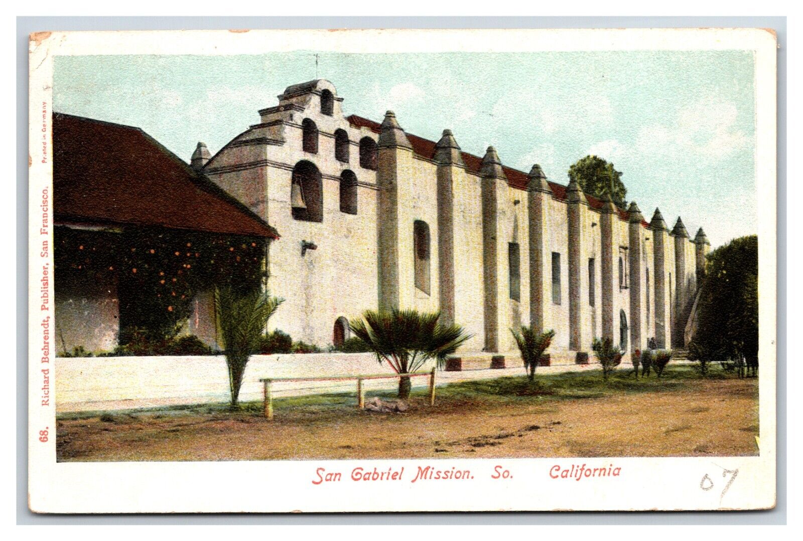 San Gabriel Archangel Mission CA California UDB Postcard S24