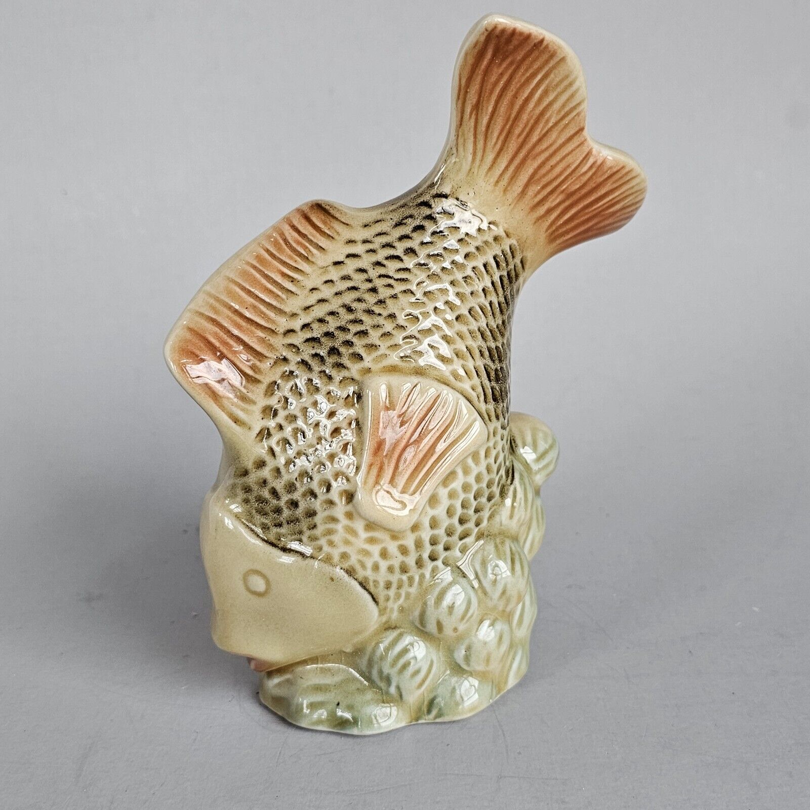 Vintage Pottery Fish Statue Made In Brazil Mid Century 