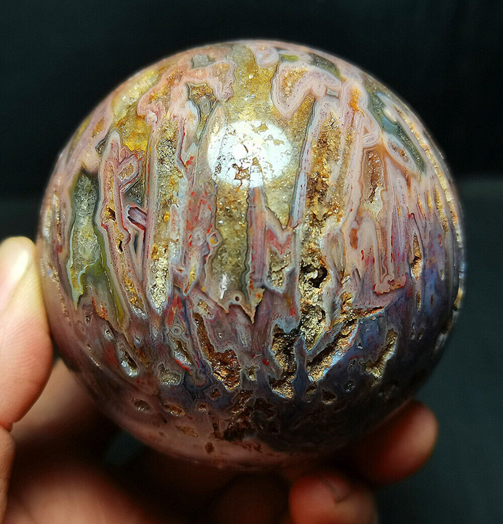 Rare 500G Natural Colorful Indonesia Agate Quartz Crystal Ball Healing WD1274