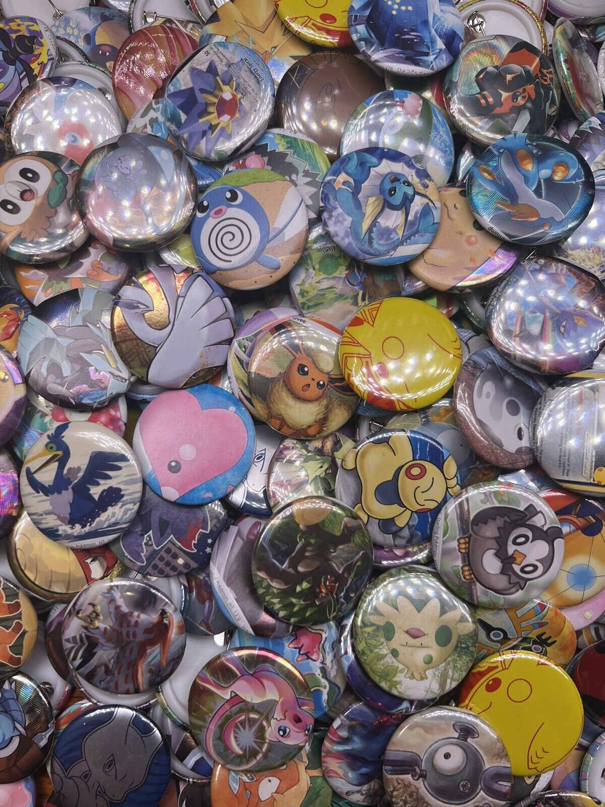 400 Pokémon Buttons/Badges/Pins Made From Pokemon Cards, Sleeves And ETB Books