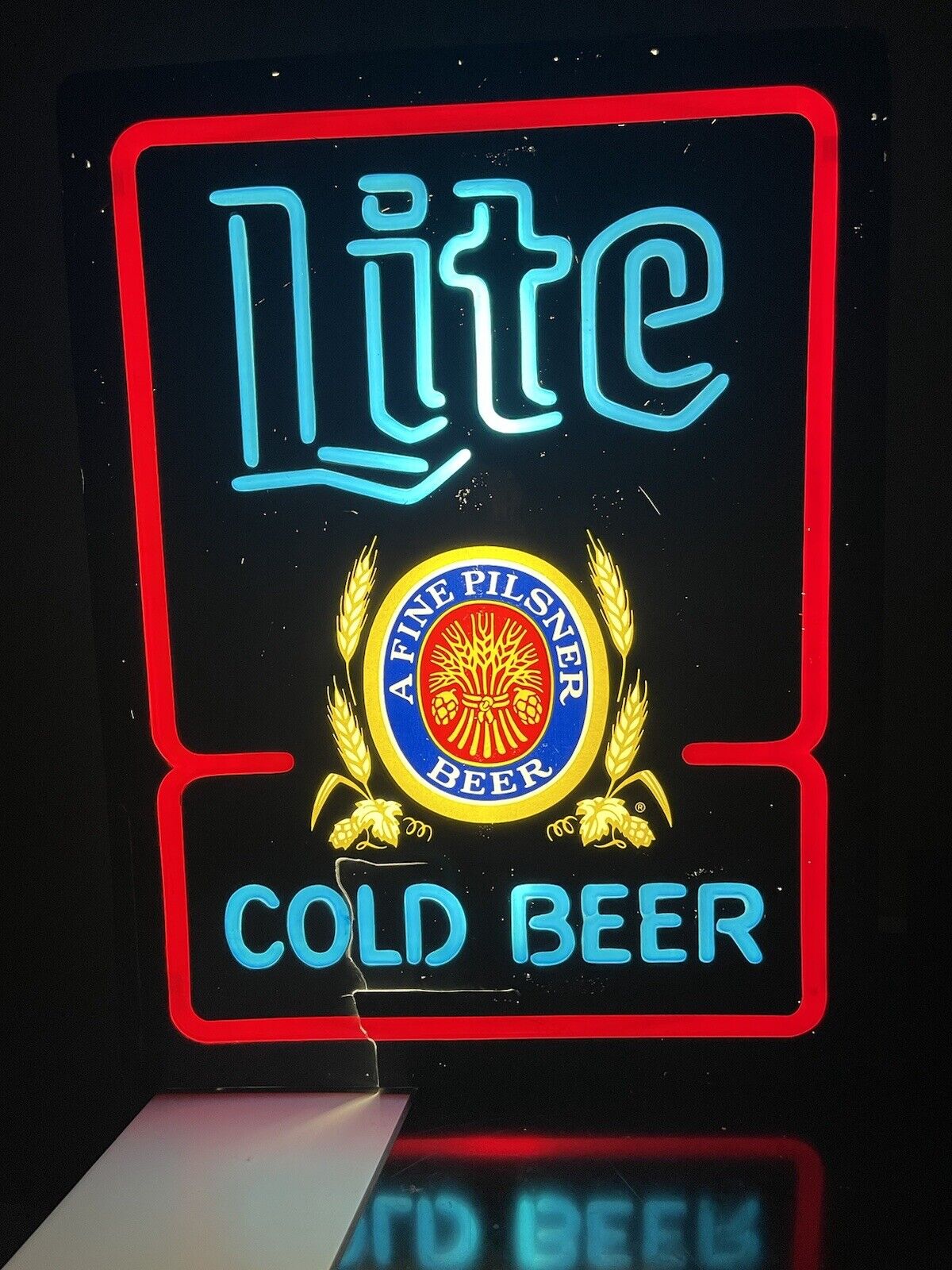 Miller Lite “Cold Beer” Light LED Beer Sign Bar Neon-Style Vintage 1980s READ