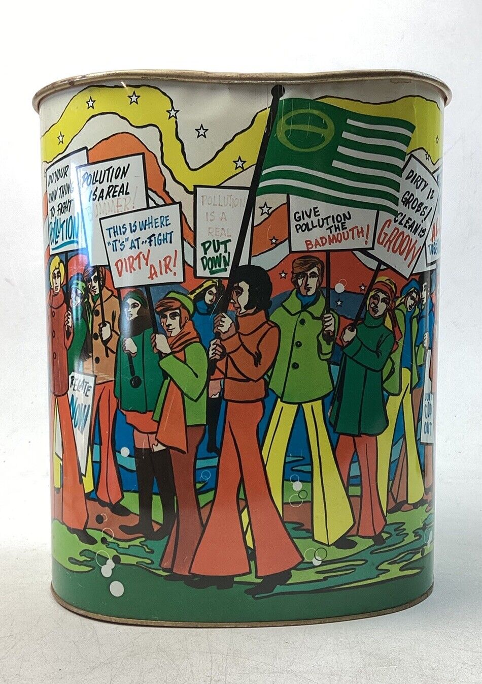 Vintage Retro 70’s Earth Day Tin Can