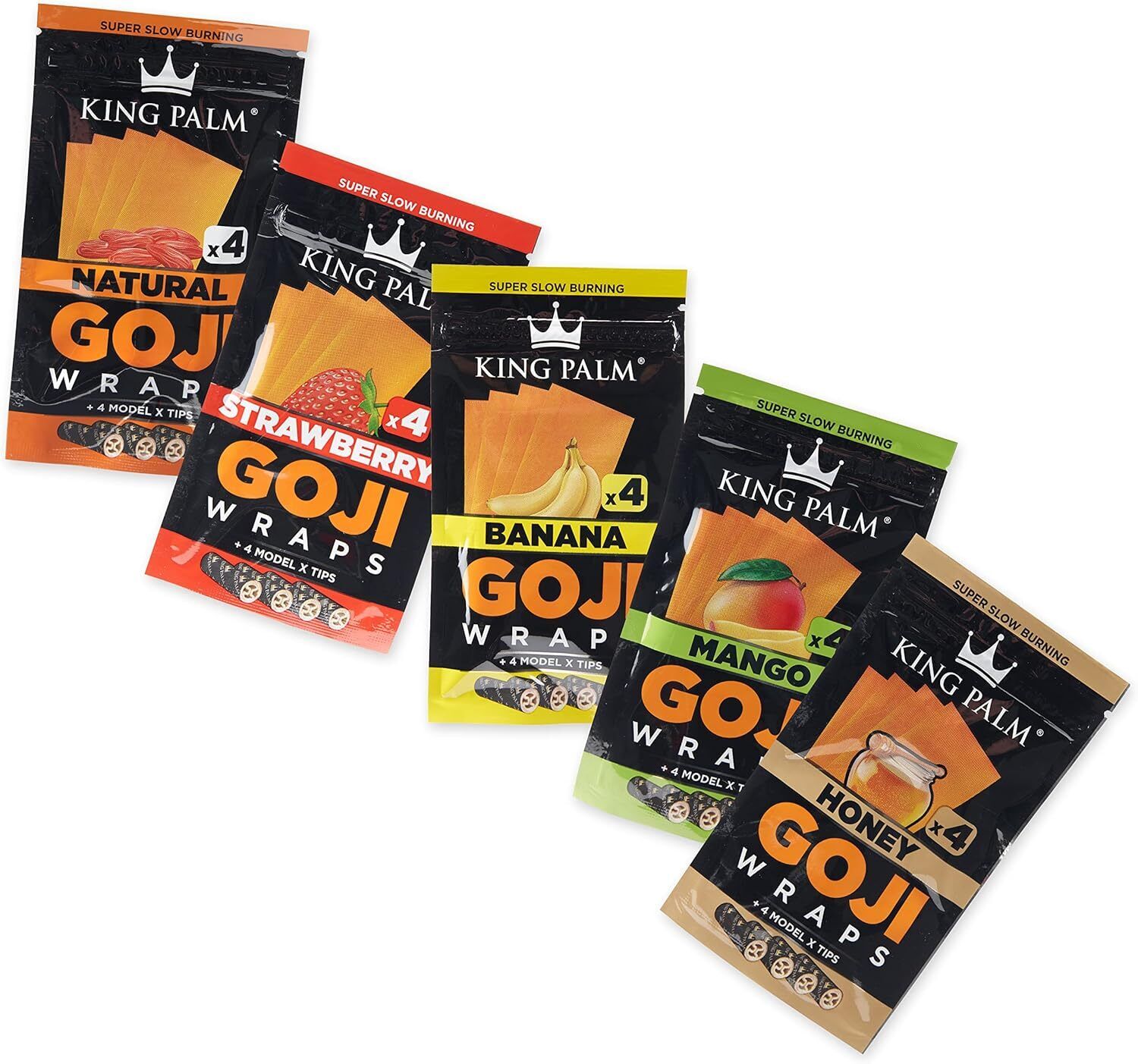 King Palm | Goji Berry Mixed Wraps & Tips | 4 Wraps + 4 Tips Per Pack, 5 Pack