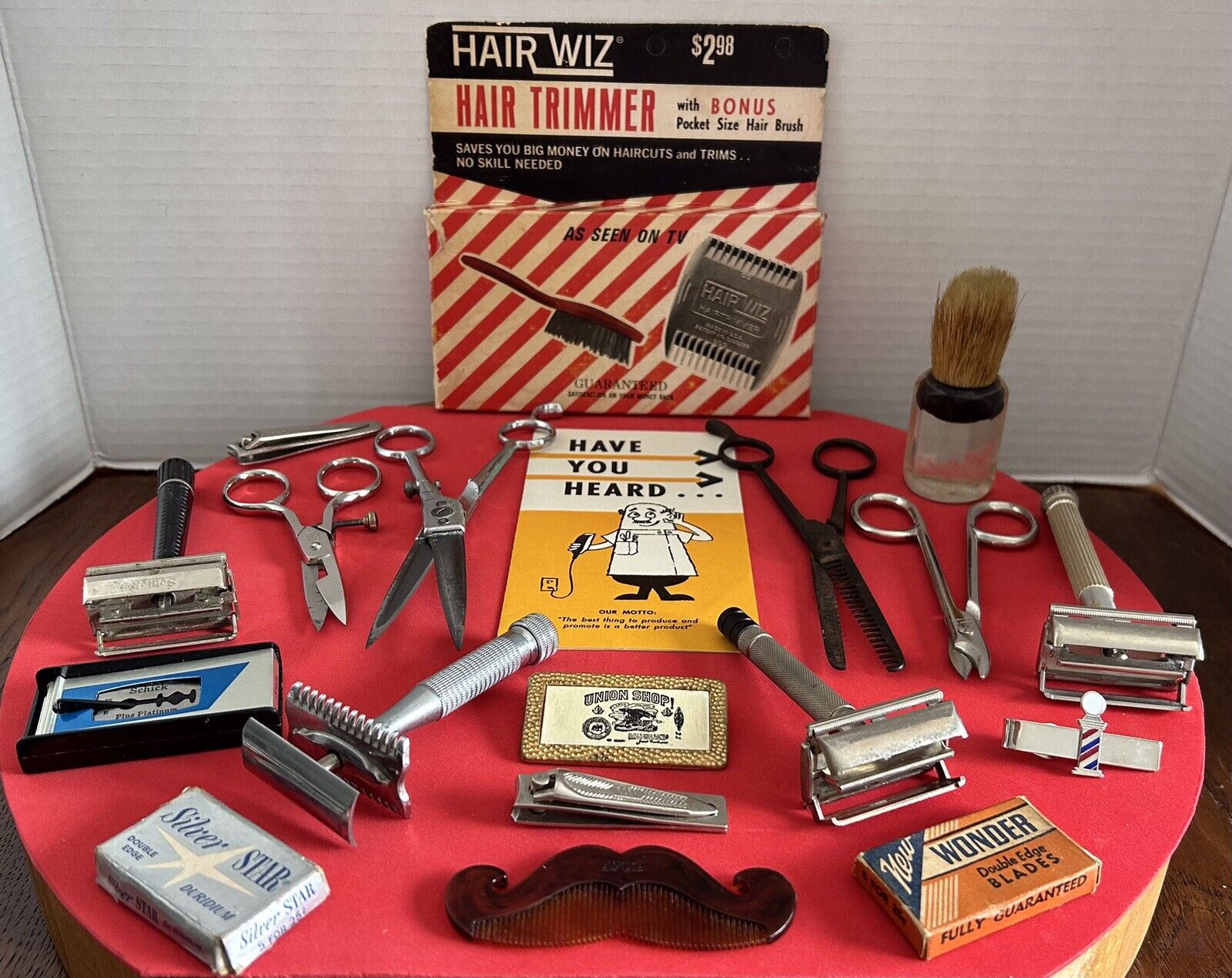 VTG Barber Shop Shaving/Grooming Items ~ Razors/Blades/Brush/Scissors/Comb/Pin