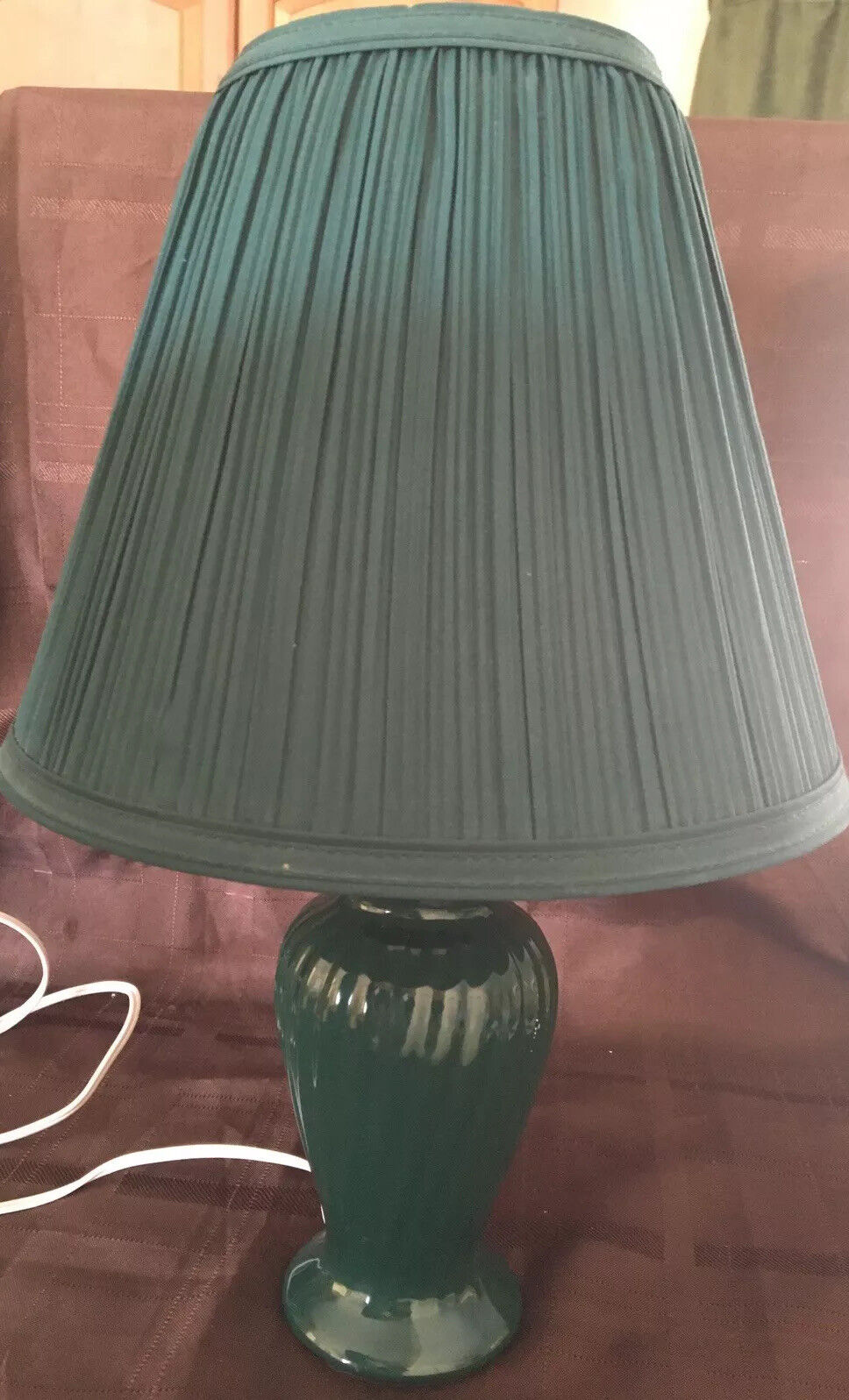 Small Hunter Green Lamp With Lamp Shade