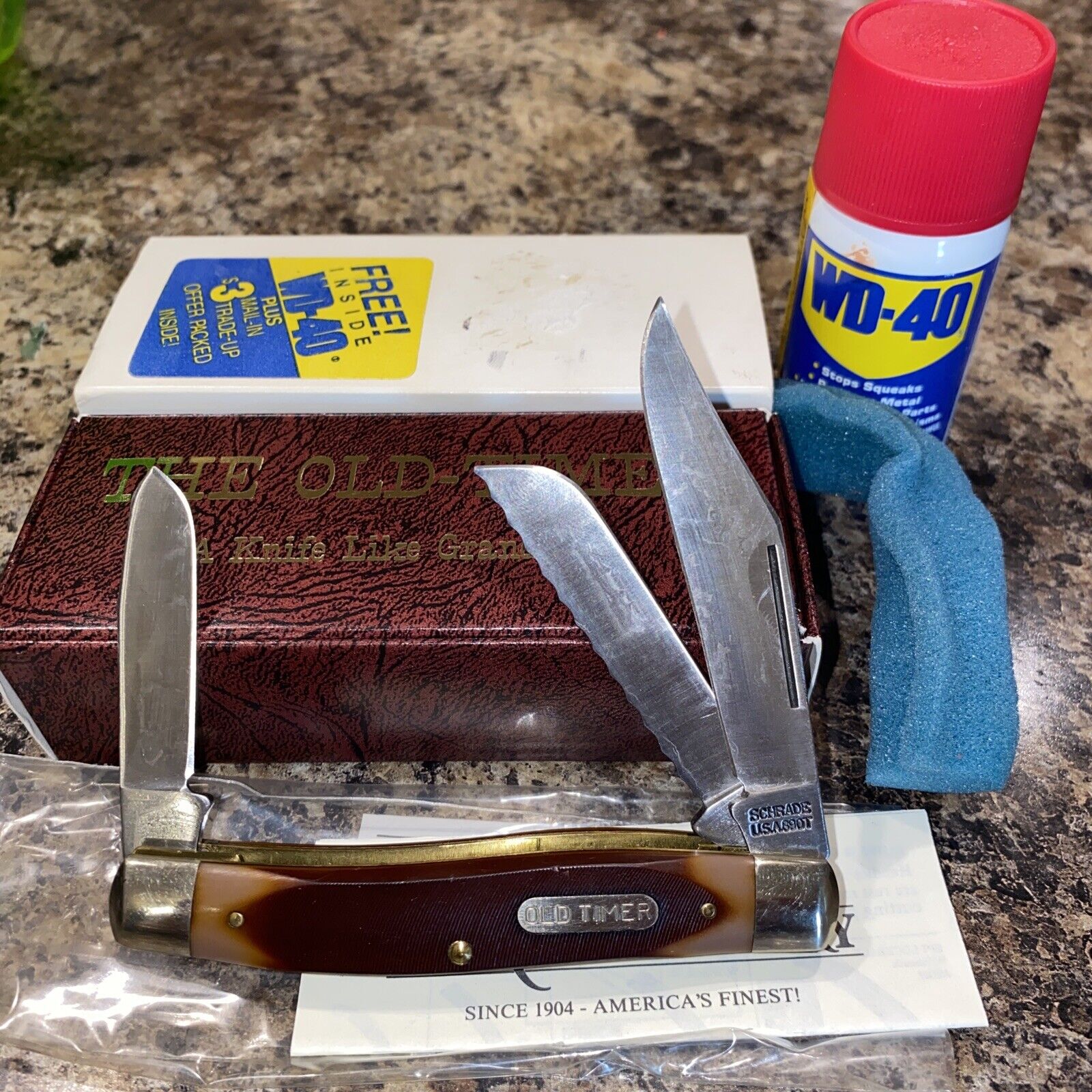 Schrade USA 89OT Old Timer WD-40 Knife Rare New In Box Complete Kit NOS