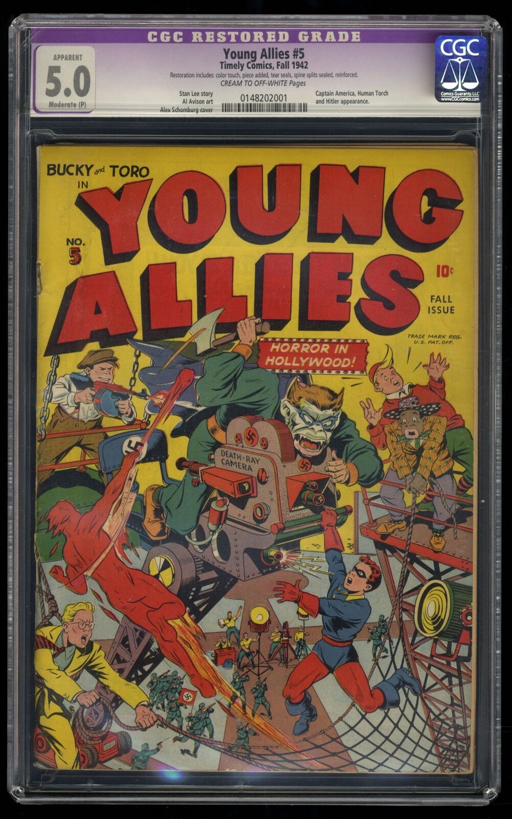 Young Allies #5 CGC VG/FN 5.0 (Restored) Captain America Alex Schomburg Cover