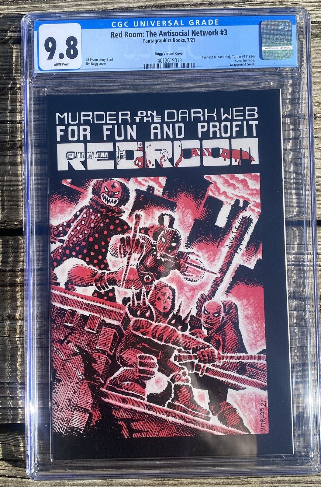 Red Room Antisocial Network #3 CGC 9.8 1:15 Jim Rugg TMNT Homage Variant Cover
